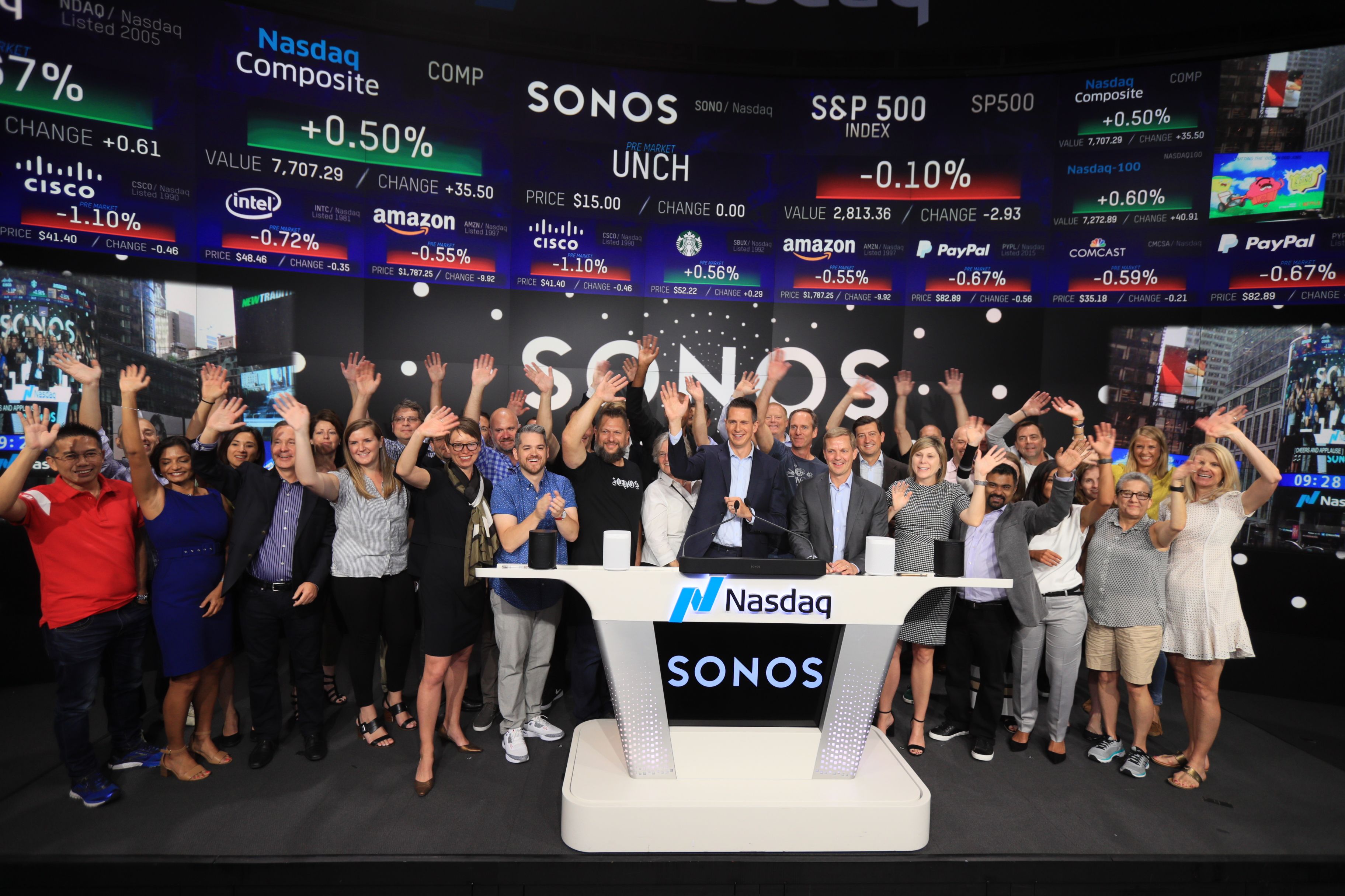 Sonos ringing the bell at NASDAQ