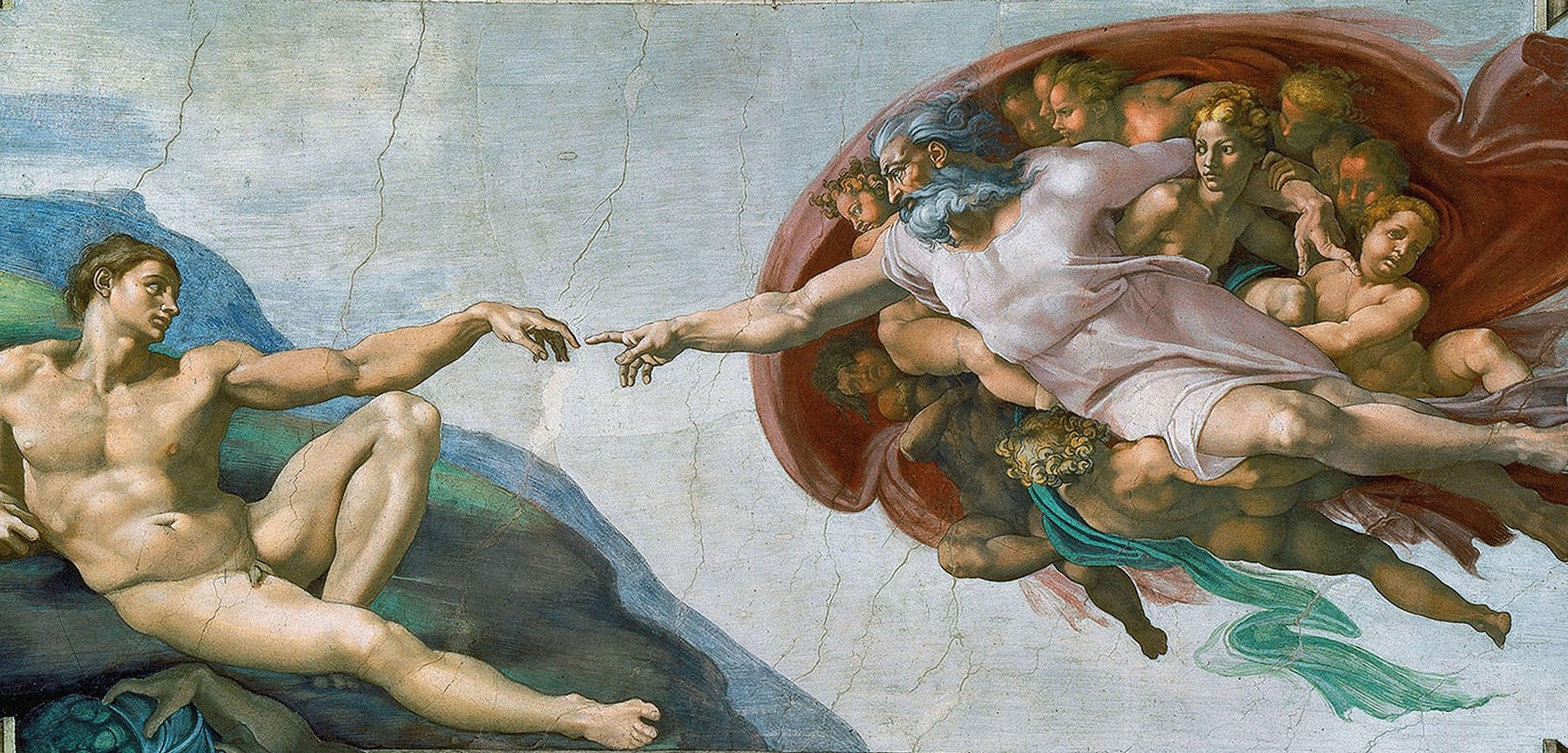 "The Creation of Adam" by Michelangelo, created at the height of the Renaissance in 1512