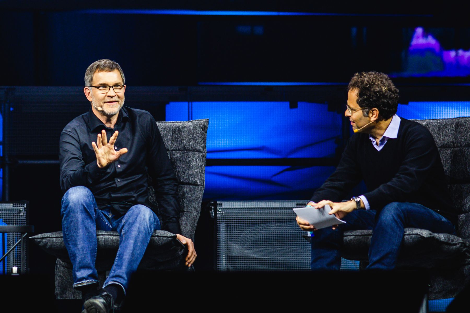 Roblox founder David Baszucki in conversation with Index partner Neil Rimer at the Slush conference in Helsinki. Photo by Tanu Kallio.