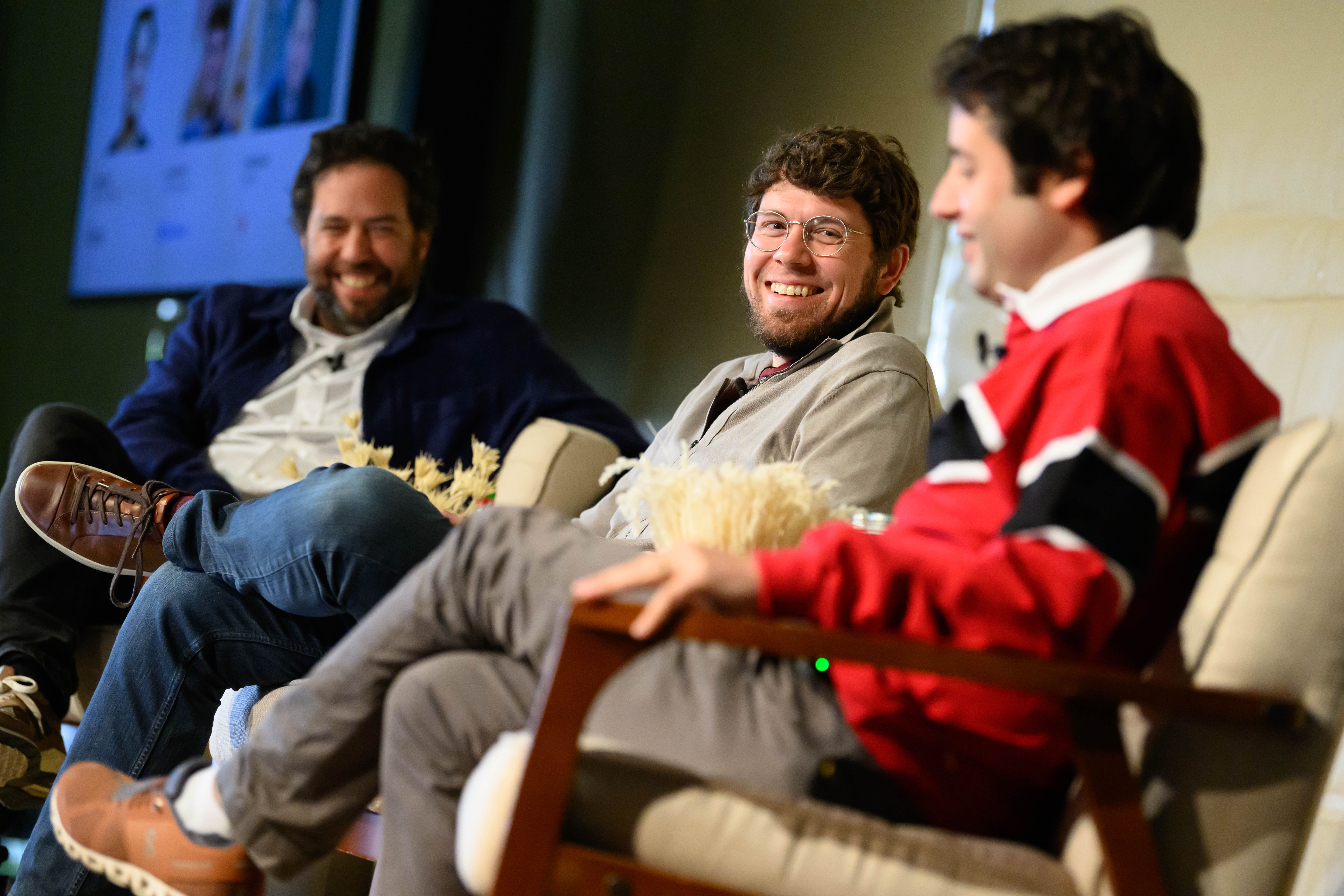 Dylan Field (right) of Figma with Jason Citron (center) of Discord and Danny Rimer (left) of Index Ventures.