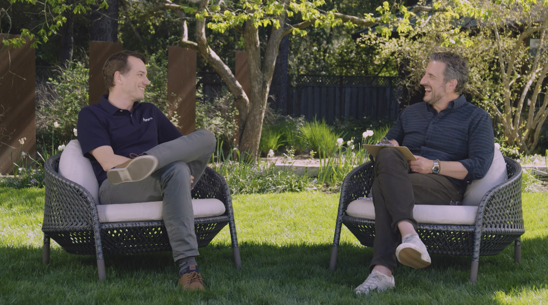 Chris Urmson, CEO & Co-founder of Aurora (left) with Mike Volpi, Partner at Index Ventures (right)