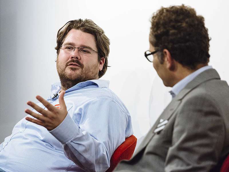 Andrew Mullinger, co-founder of Funding Circle in discussion with Index partner Neil Rimer. "Values and slogans are all well and good, but as a company you don’t really know how robust your culture is until you hit rough terrain and what you stand for is 