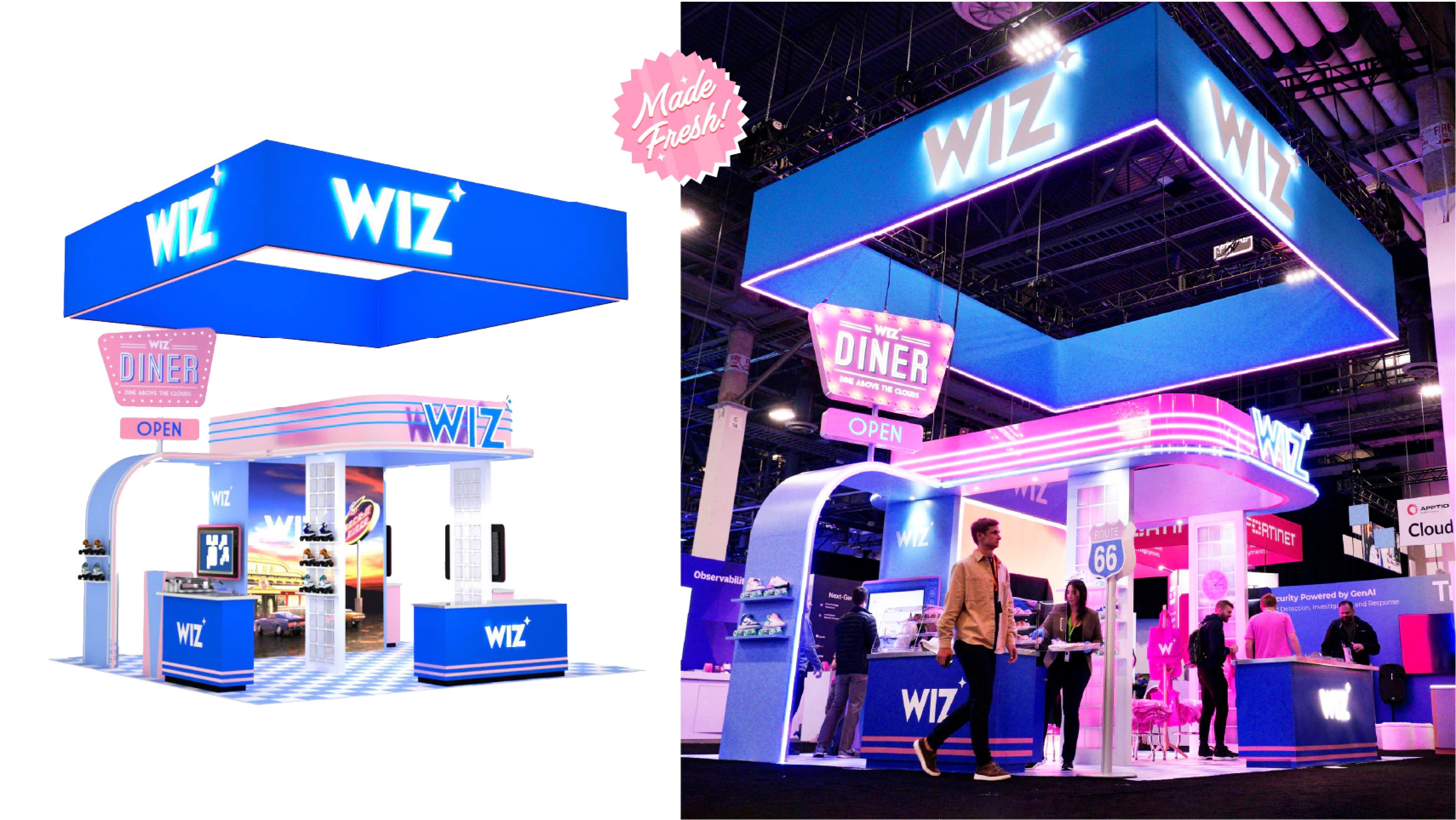Wiz's diner-themed booth at AWS re:Invent 2023.