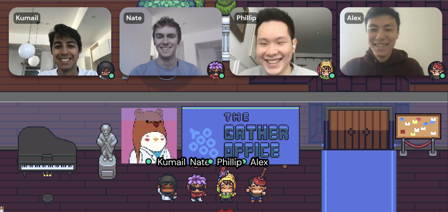 Gather's co-founders in the Gather virtual office