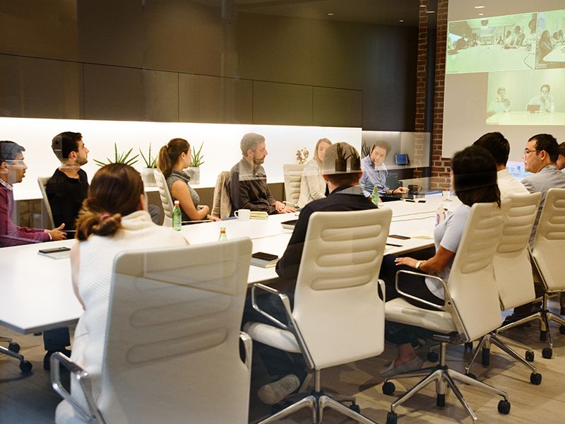 Index&#x27;s SF team on a video call with the firm&#x27;s offices in London and Geneva