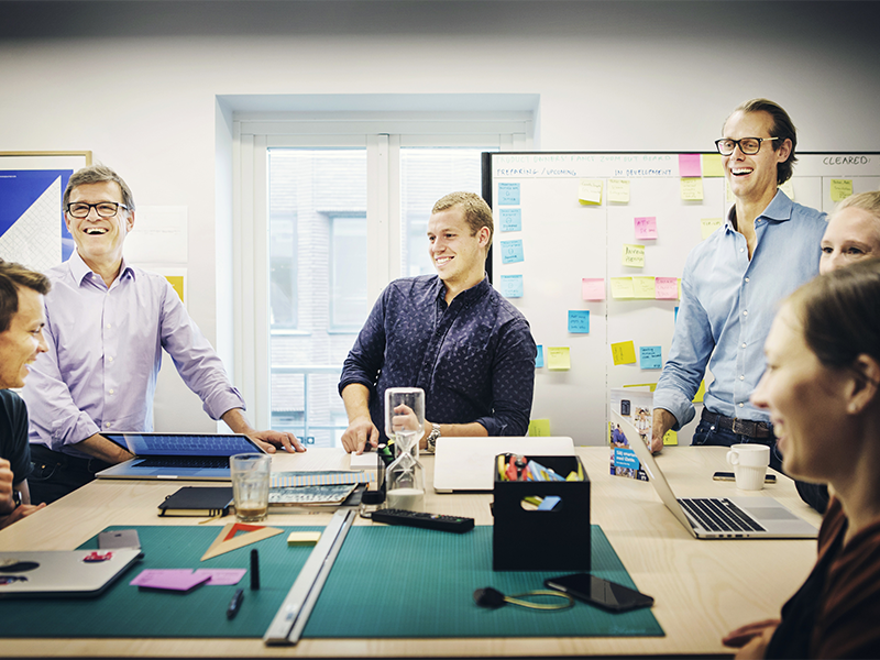 iZettle cofounders Magnus Nilsson (left) and Jacob De Geer (right) with colleagues in Sweden